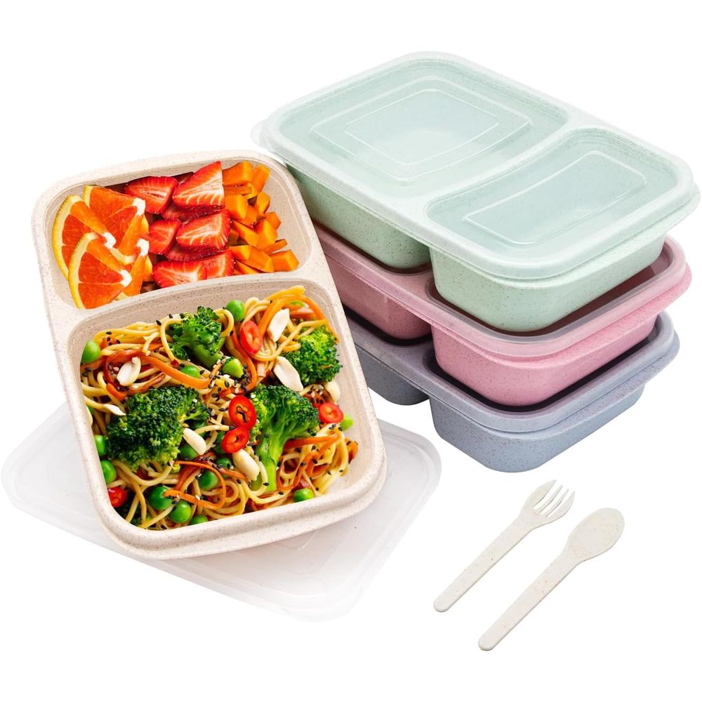 Meal Prep Container - 4-pack Bento lunchbox, 2-delige maaltijdvoorbereidingscontainers met