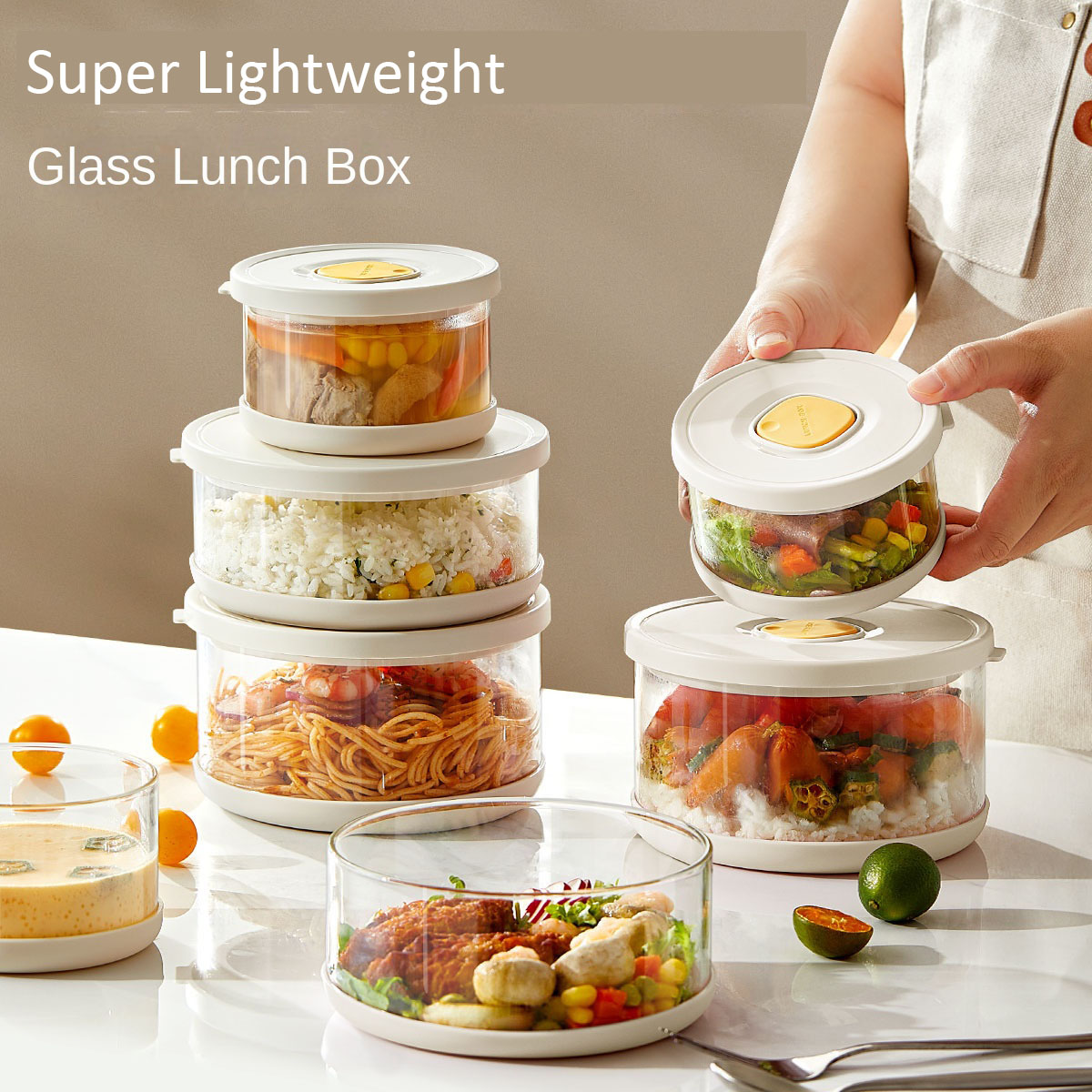 Meal Prep Frozen Food - Glazen voedselbewaarbak, luchtdicht, lichtgewicht lunchbox voor