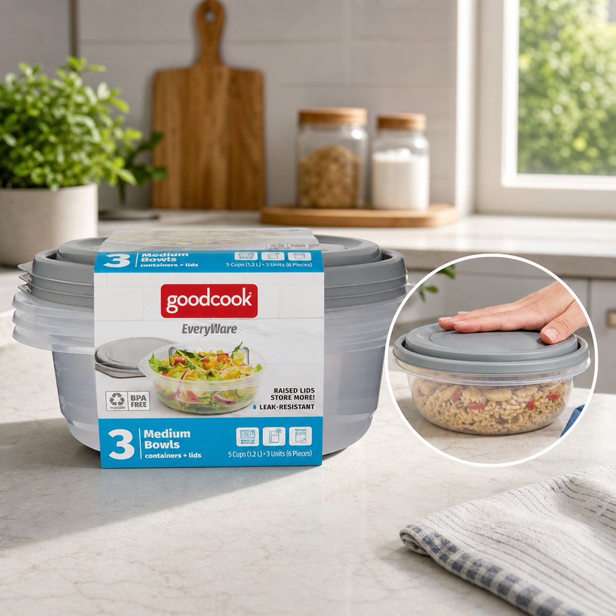 Meal Prep Container - 6 stuks ronde voedselopslagcontainers met deksels,
