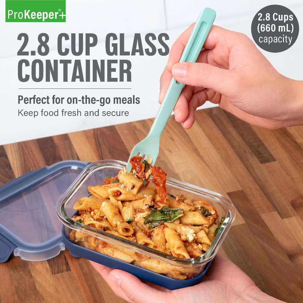 Meal Prep Box - 2,8-cup glazen voedselbewaarbak met siliconen bodem