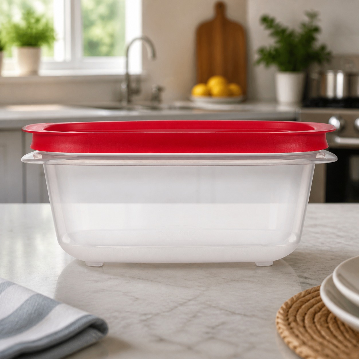 Meal Prep Container - Rode rechthoekige voedselopslagcontainer met makkelijk te