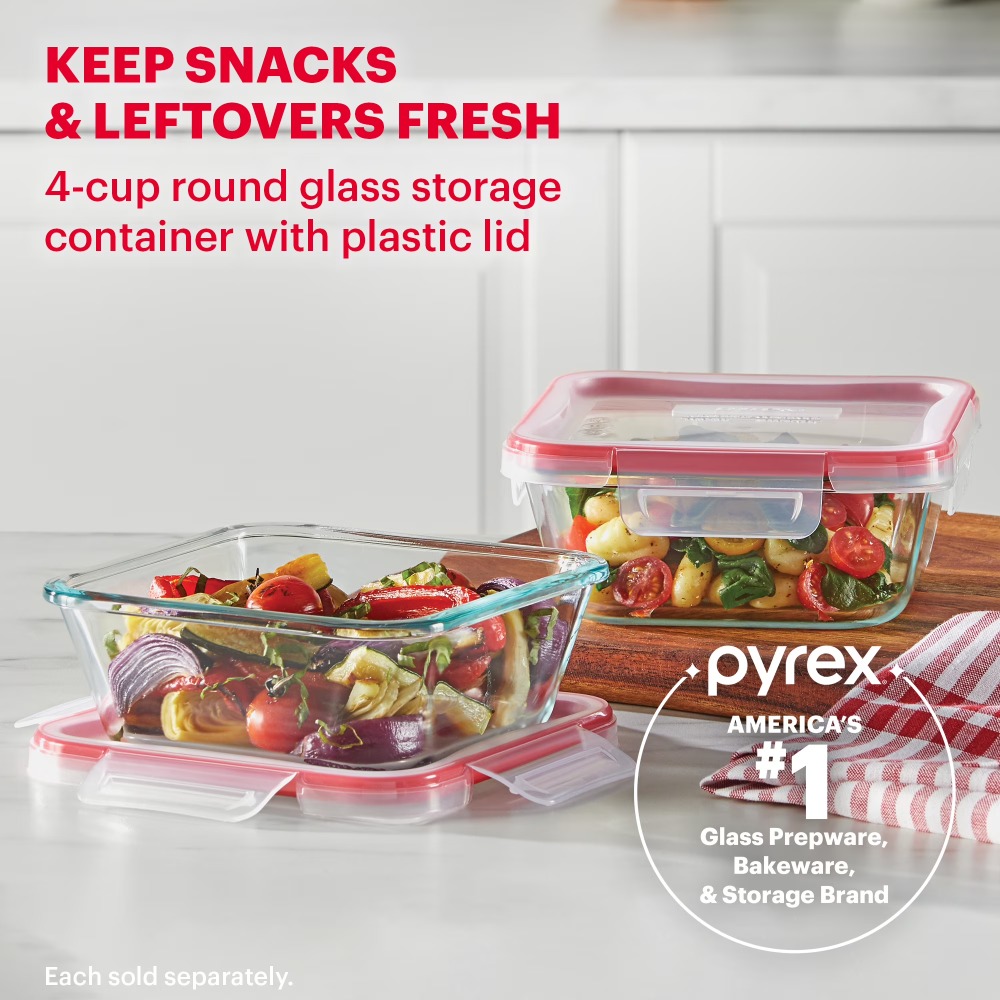 Meal Prep Glass Containers Oven Safe - Freshlock 4-delige vierkante glazen voedselbewaarbakjes met