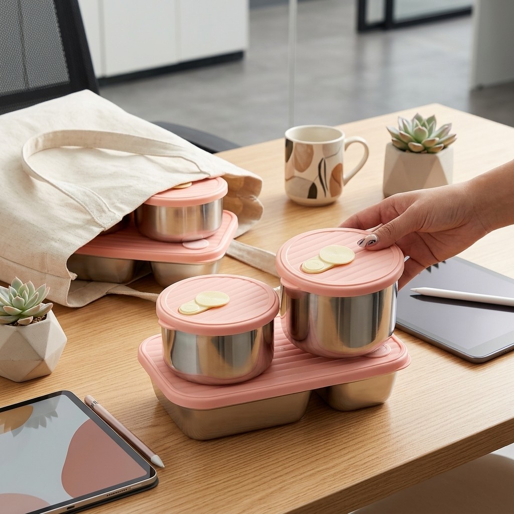 Meal Preparation - Microgolfbestendige 304 roestvrijstalen lunchbox set, bentobox,