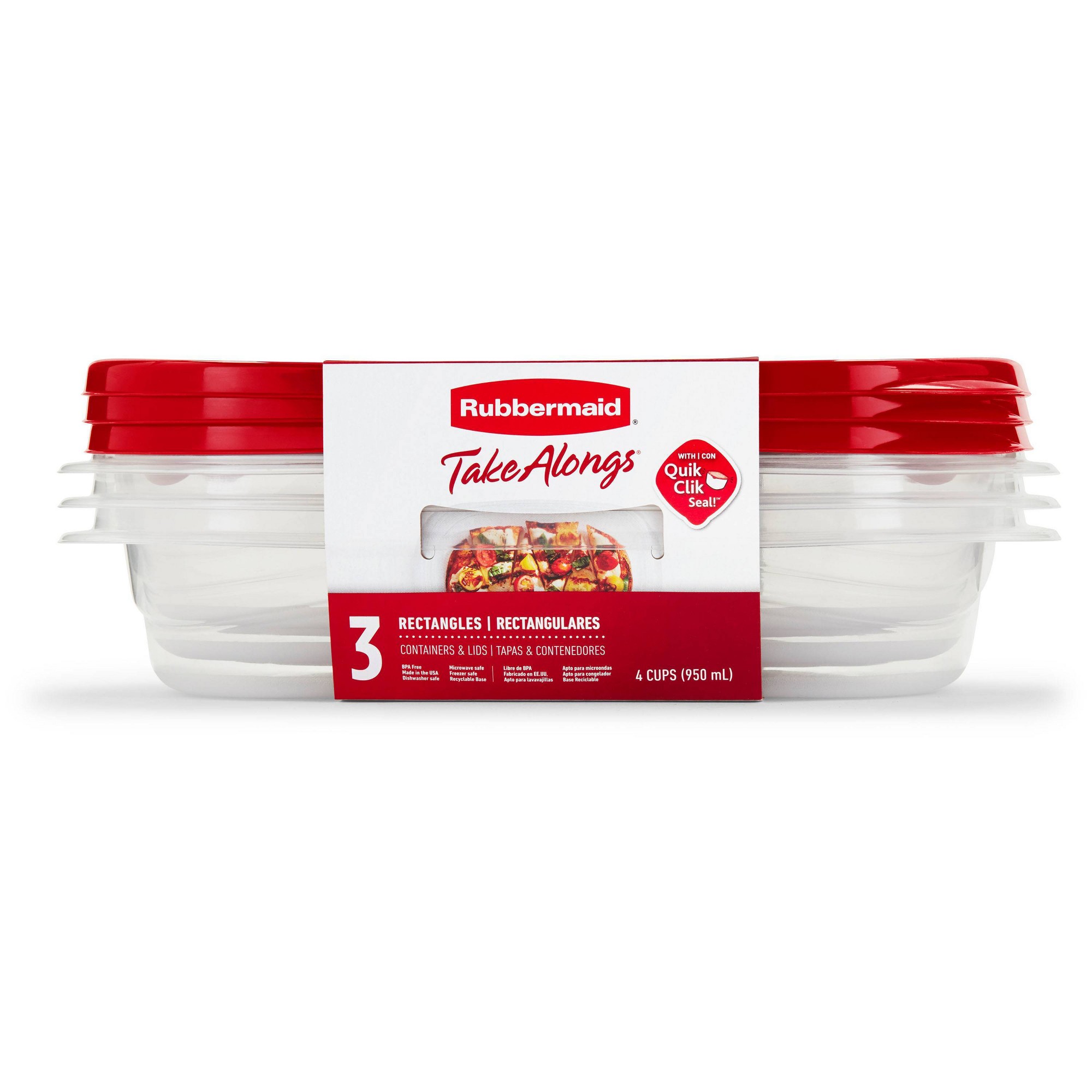 Meal Prep Container - 3 stuks rode rechthoekige voedselopslagcontainers met
