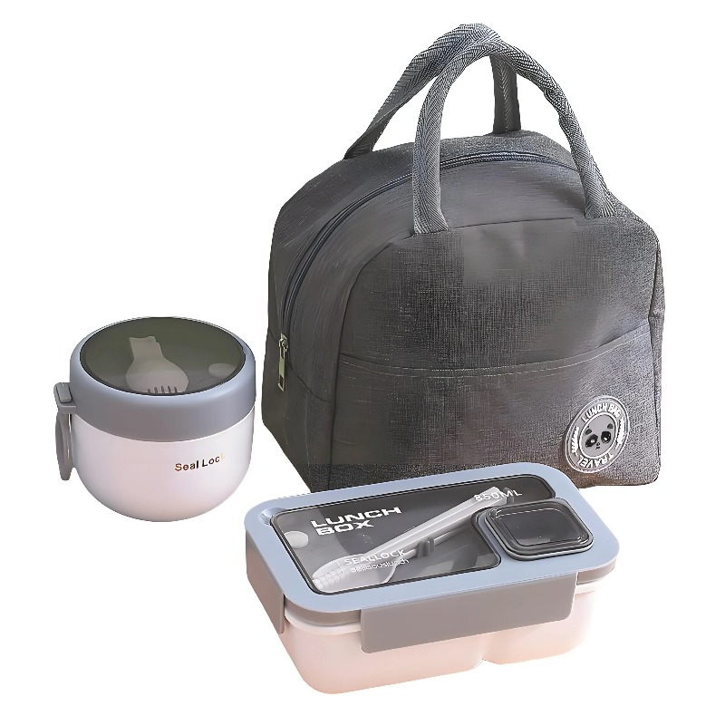 Meal Prep Kit - 3-delige lekvrije lunchcontainerset met geïsoleerde tas,