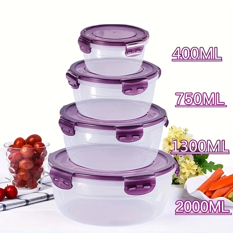 Meal Preparation - 4 plastic voedselbewaarcontainers, lunchboxen, geschikt voor