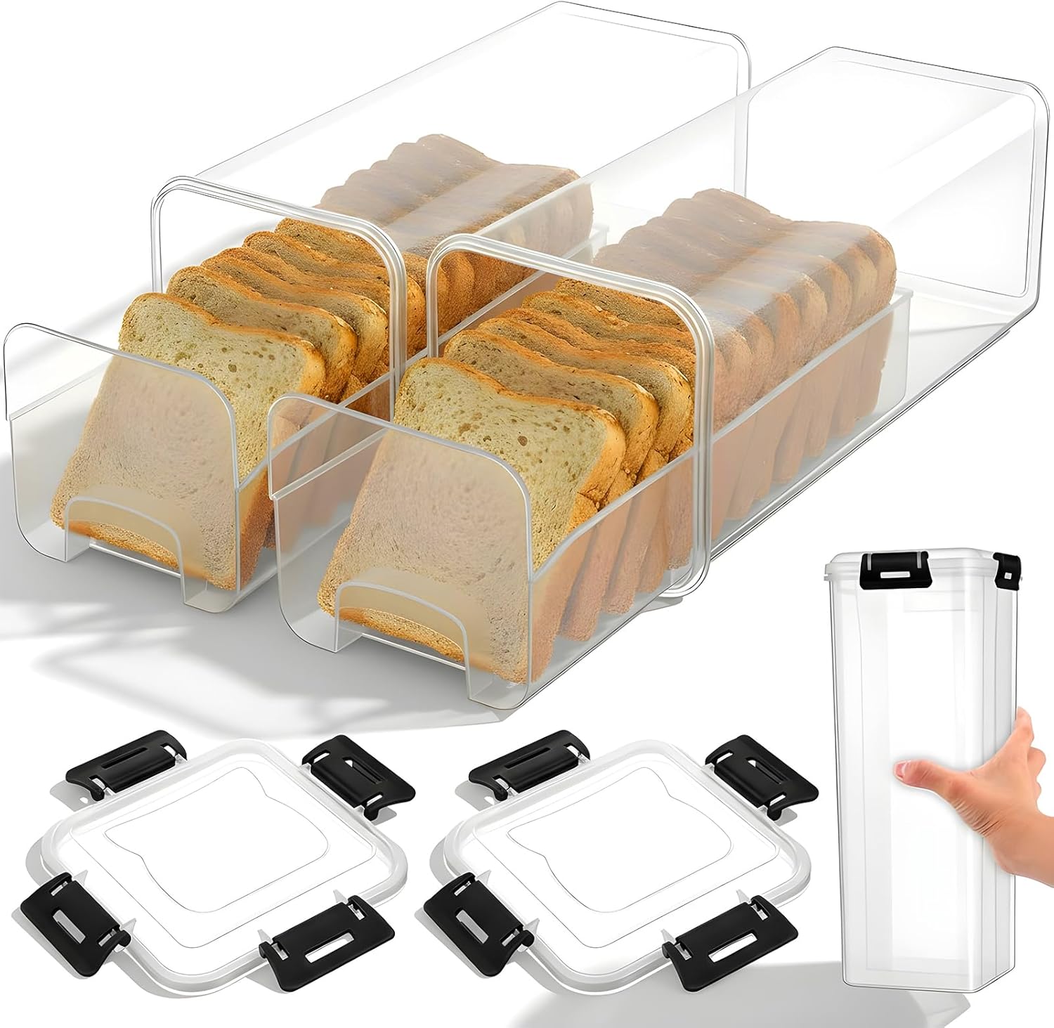 Meal Prep Container - Broodopbergdoos met luchtdichte deksel, transparante plastic