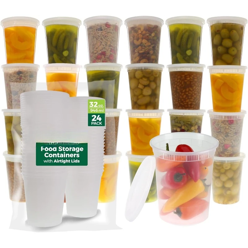 Meal Prep Container - [24 Set] 8Oz-32 Oz Plastic Delicatessenbakjes