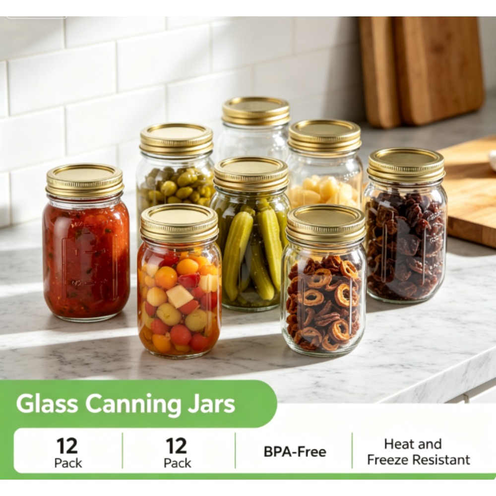 Meal Preparation - Mainstays 16oz Mason Jars, standaard pint-potten,