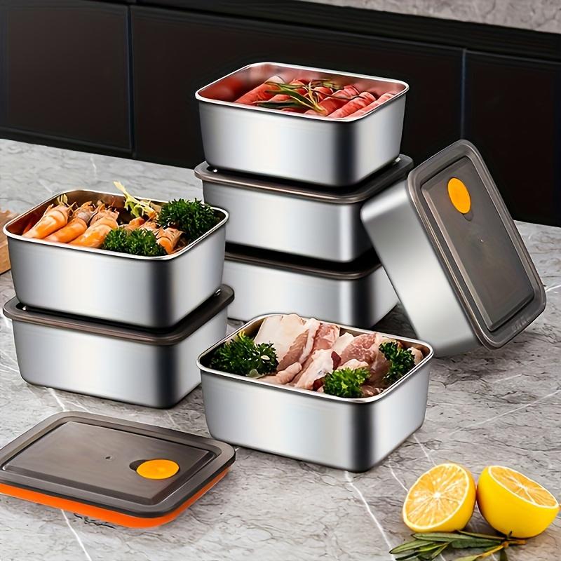 Meal Prep Containers Xl - 4-delige set roestvrijstalen voedselcontainers, verdikt, lekvrij,