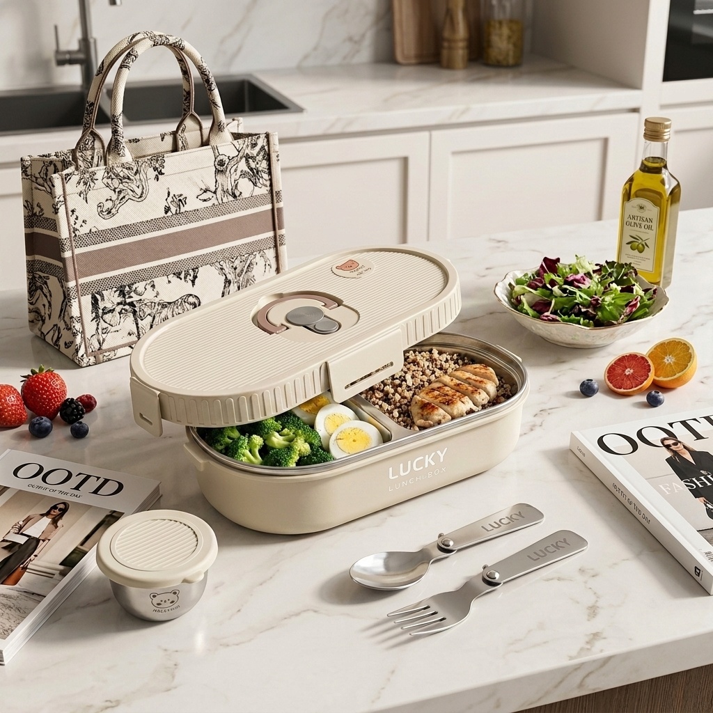 Meal Preparation - Microgolfbestendige 304 roestvrijstalen bento lunchbox set,