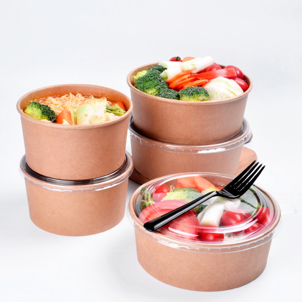 Meal Prep Container - 20 stuks Kraftpapierkommen Lekvrije Wegwerp Saladeschalen