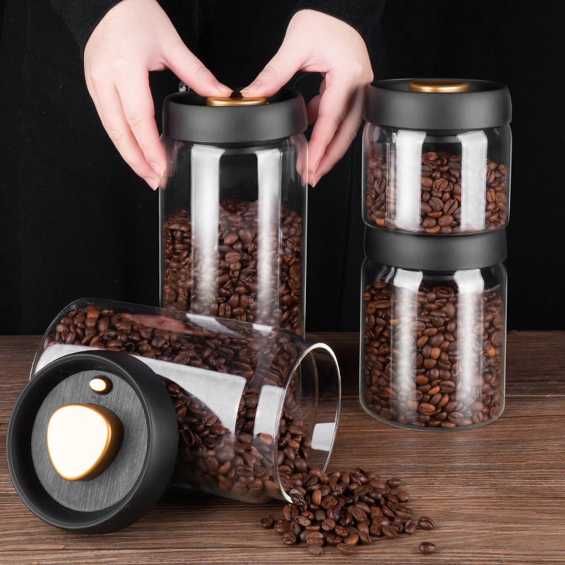 Glass Container Set - PARACITY Vacuümverzegelde tank Koffiebonen Glas Verzegelde