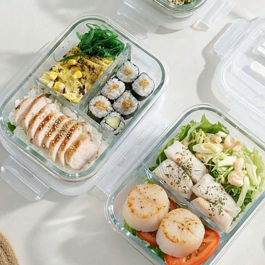 Meal Prep Containers Xl - Glazen voedselbewaarbak met deksel, voor maaltijdvoorbereiding,