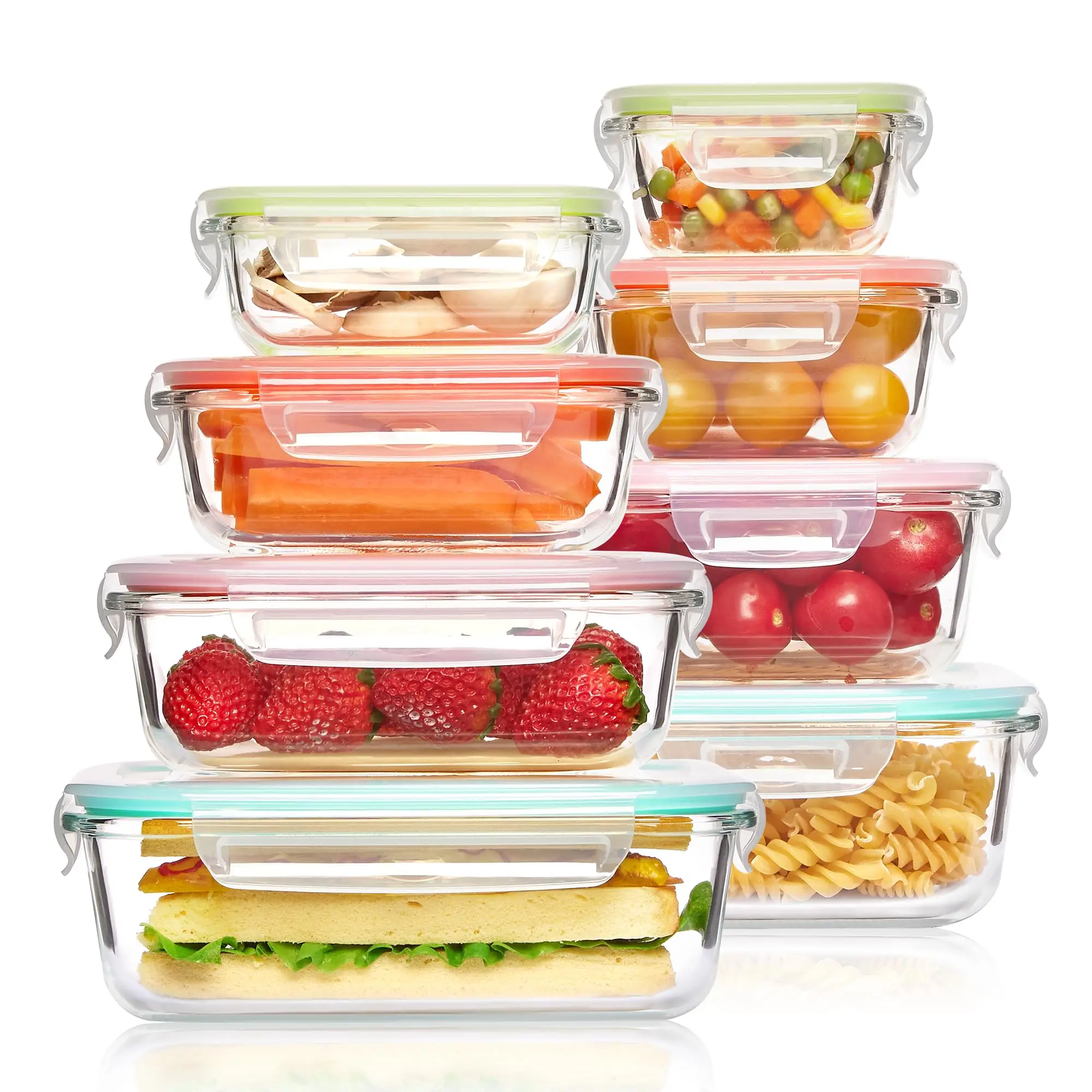 Meal Preparation - Glazen lunchbox Voedselopslagcontainers, maaltijdbereiding, luchtdichte Bento