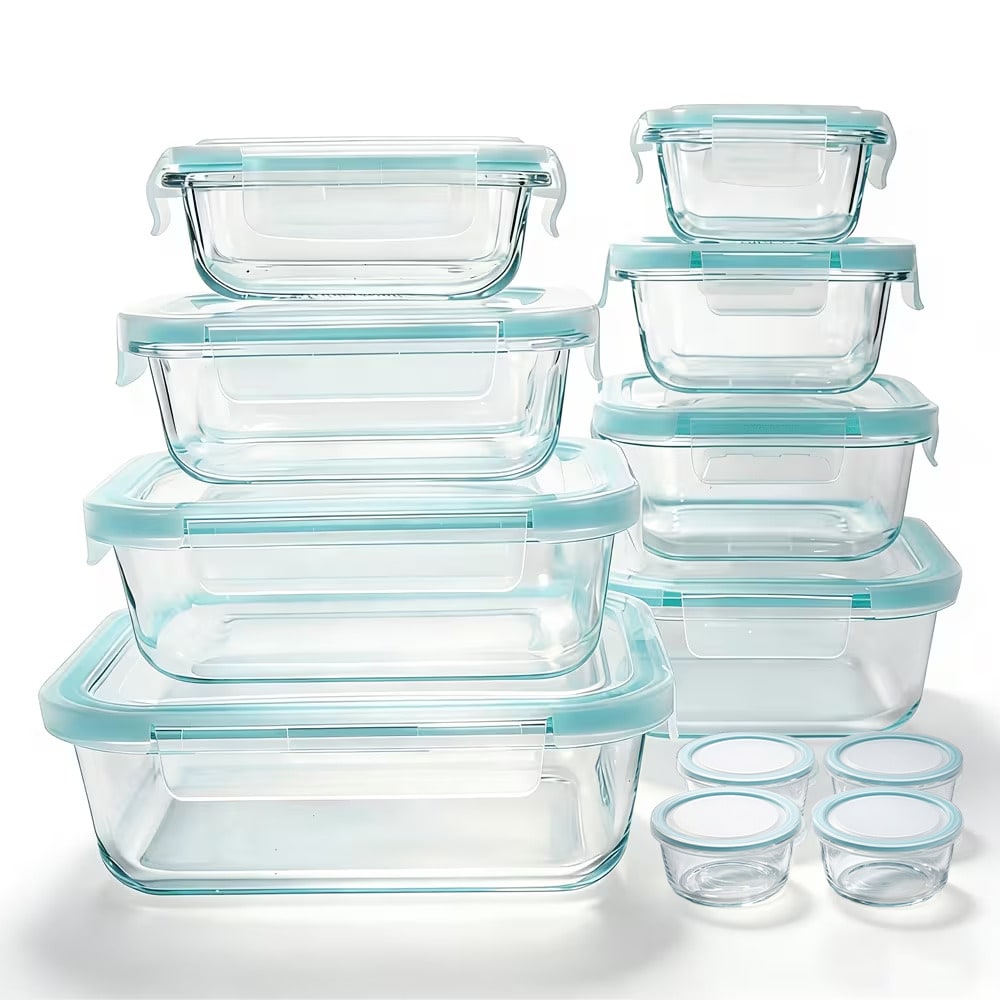 Meal Prep Kit - 24-delige set glazen voedselopslagcontainers, moderne transparante