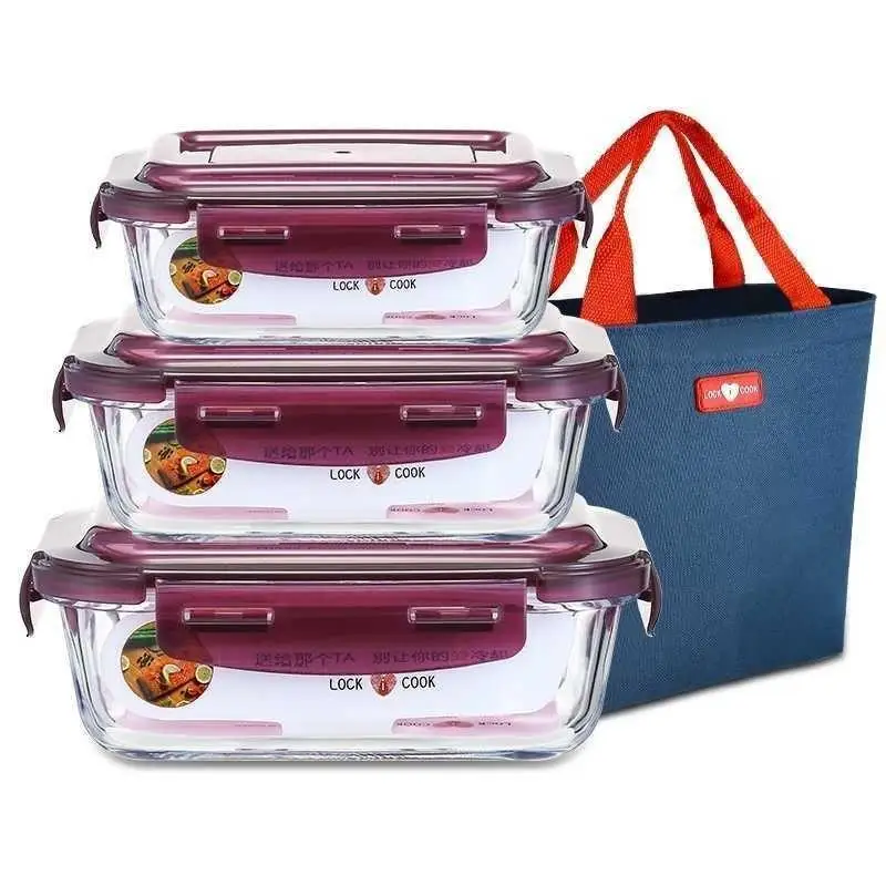 Glass Container Set - Pyrex Magnetronbestendige Lunchbox Crisper Fruit Opbergkom
