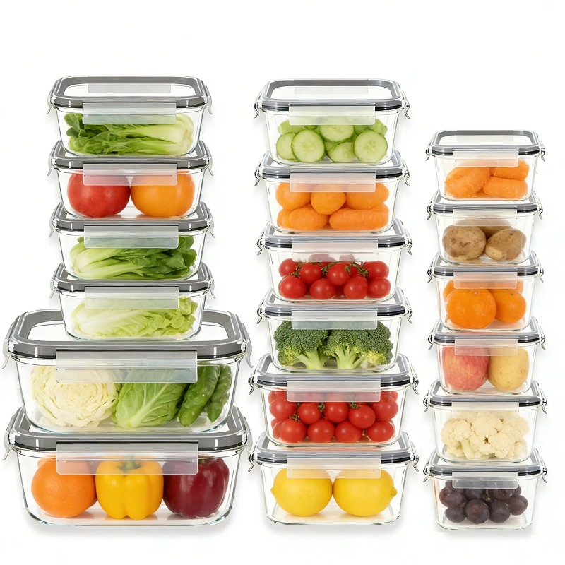 Meal Prep Kit - 18-delige glazen voedselbewaarcontainerset met luchtdichte deksels