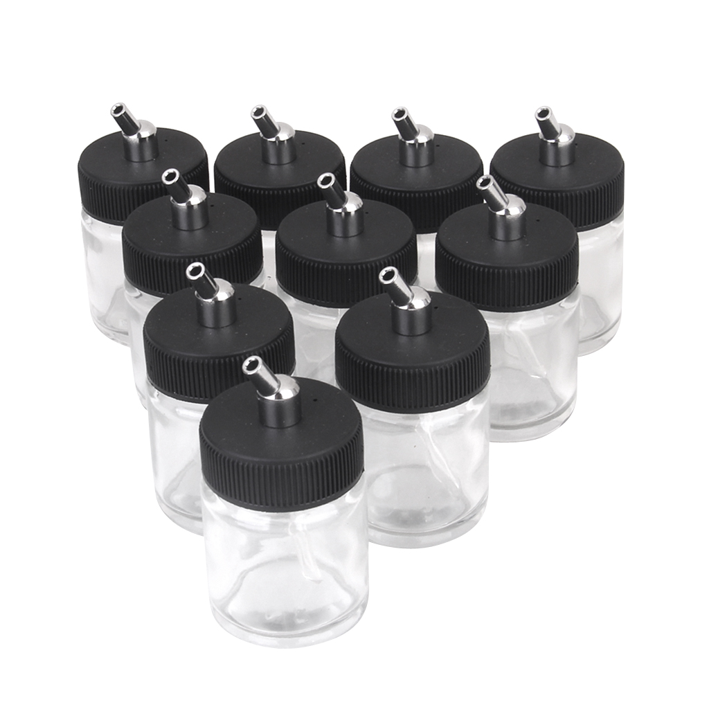 Glass Container Set - Airbrushfles 22cc doorzichtig glazen plastic potjesset