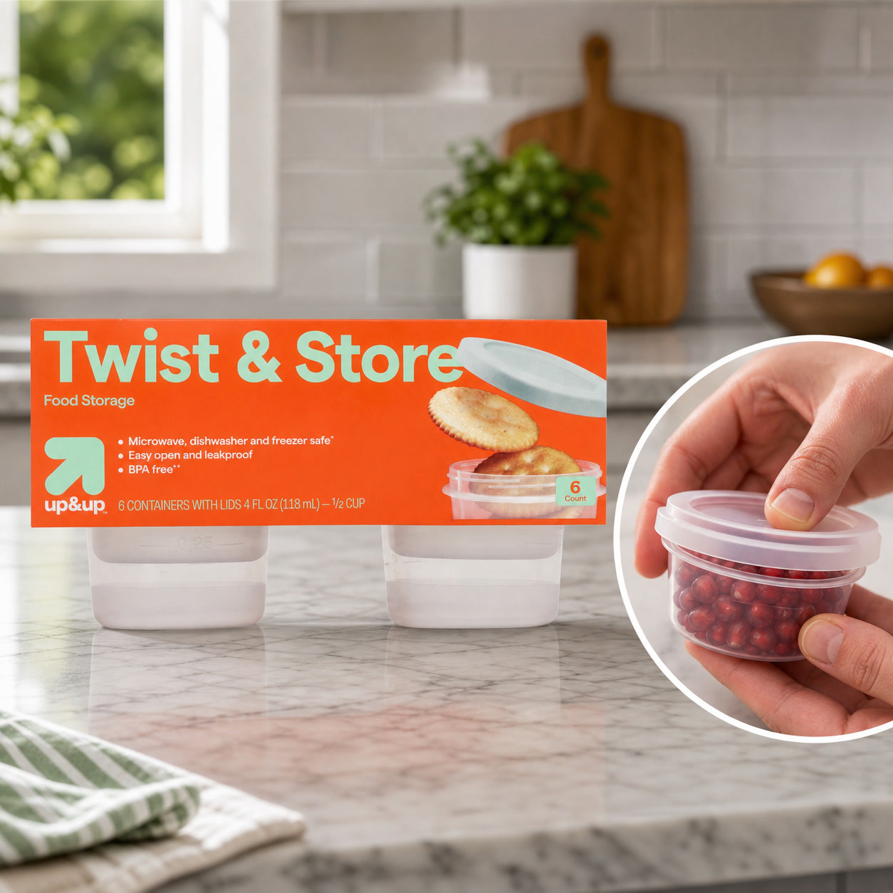 Meal Prep Container - 6-delige ronde Twist-Lock voedselopslagcontainers, 4 fl