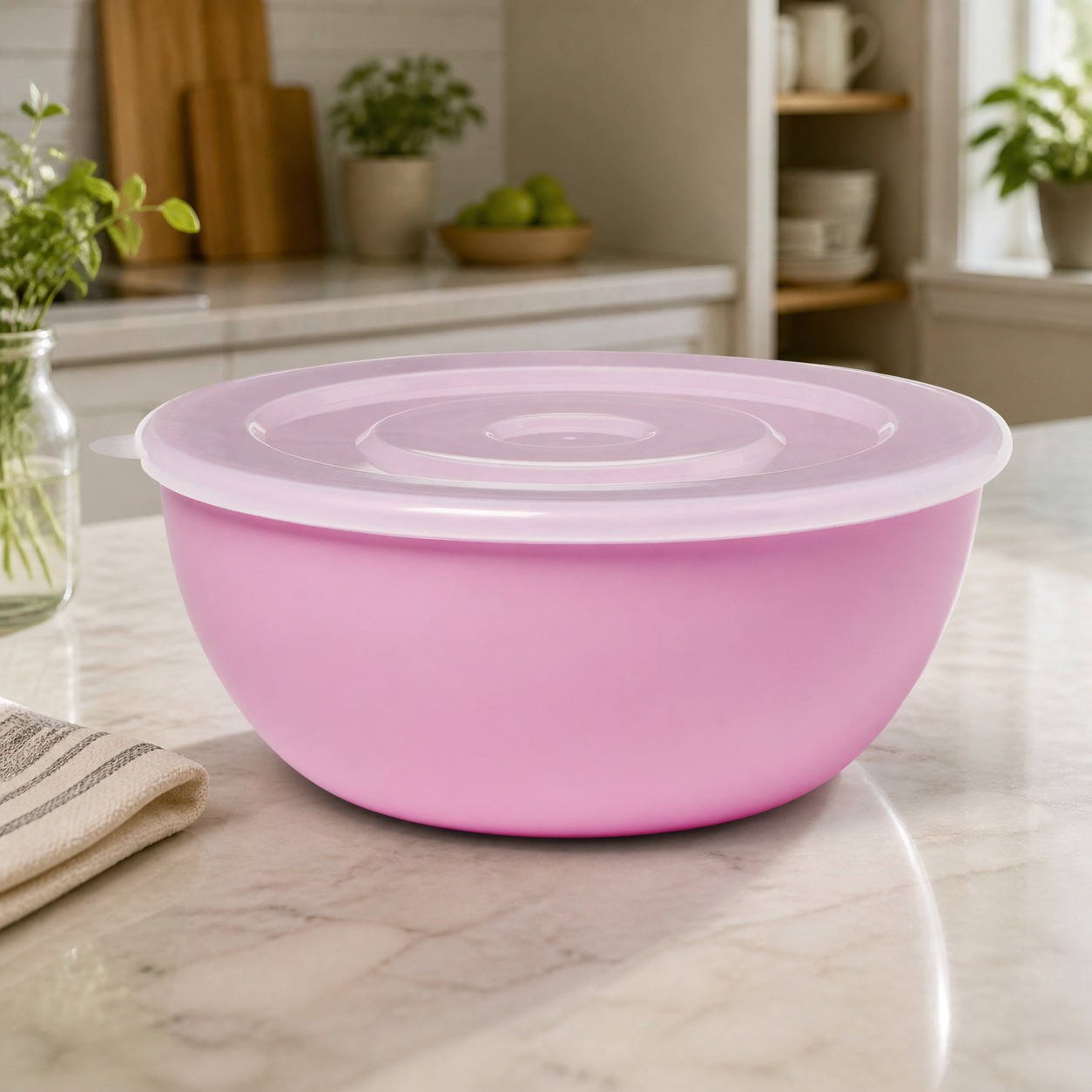 Meal Prep Container - Roze kom met bijpassend deksel, duurzame