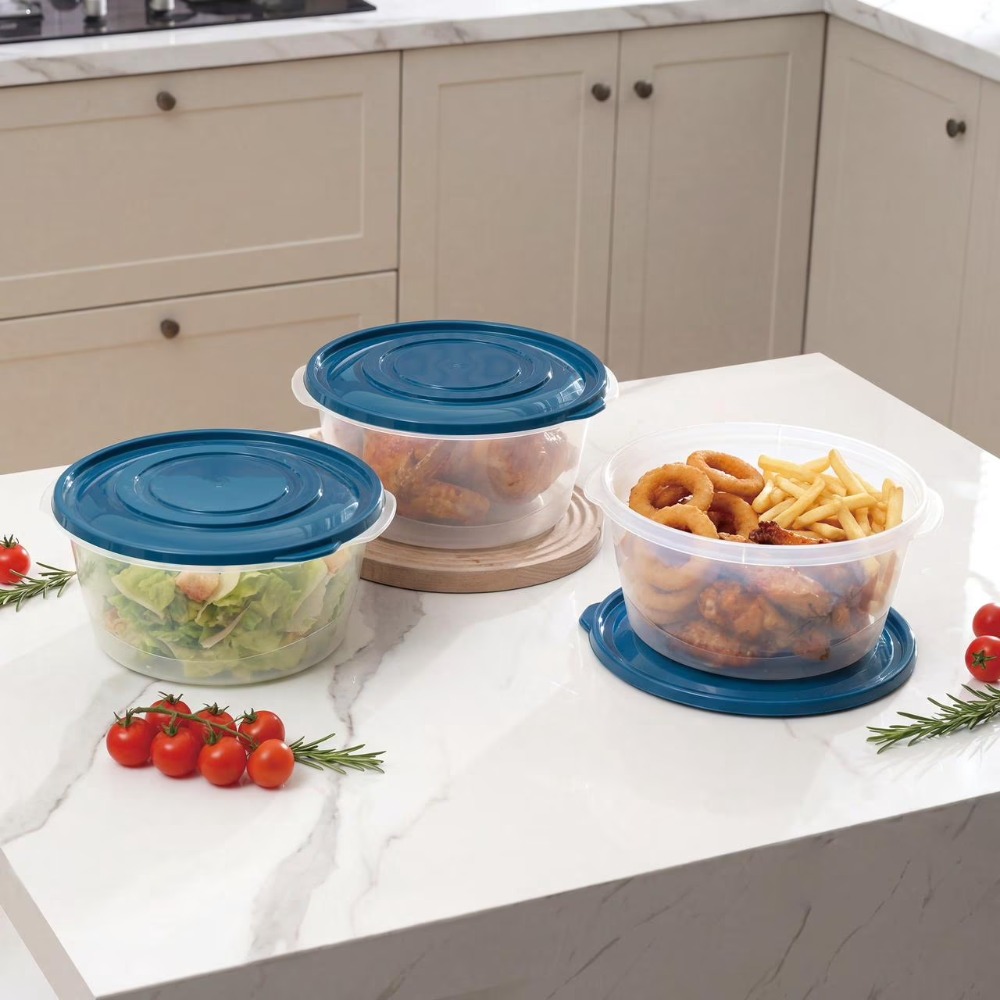 Meal Prep Bulking - 3-pack ronde plastic voedselbewaarcontainers, 15,7 cup