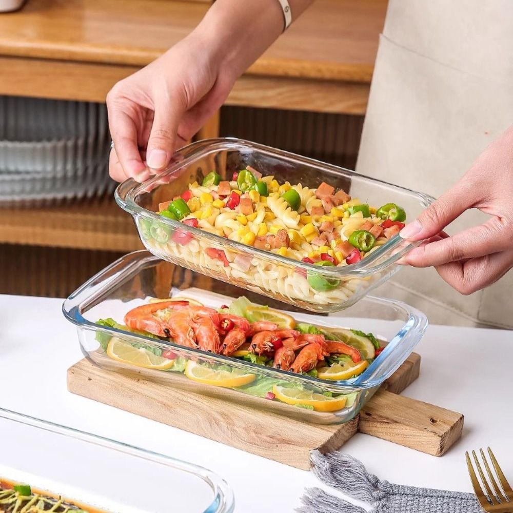 Meal Prep Glass Containers Oven Safe - Duurzame rechthoekige glazen bakvorm, hittebestendig, verdikte