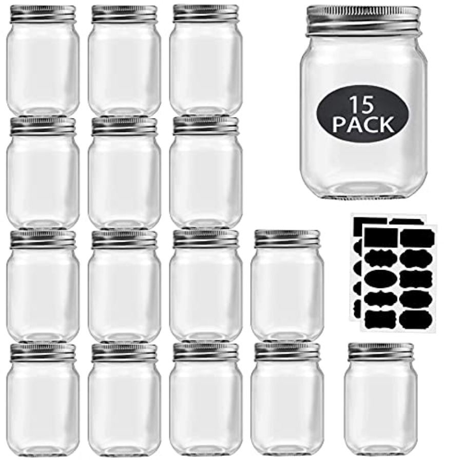 16 oz Mason Jars met deksels,  - Meal Prep Bulking recensie en prijs