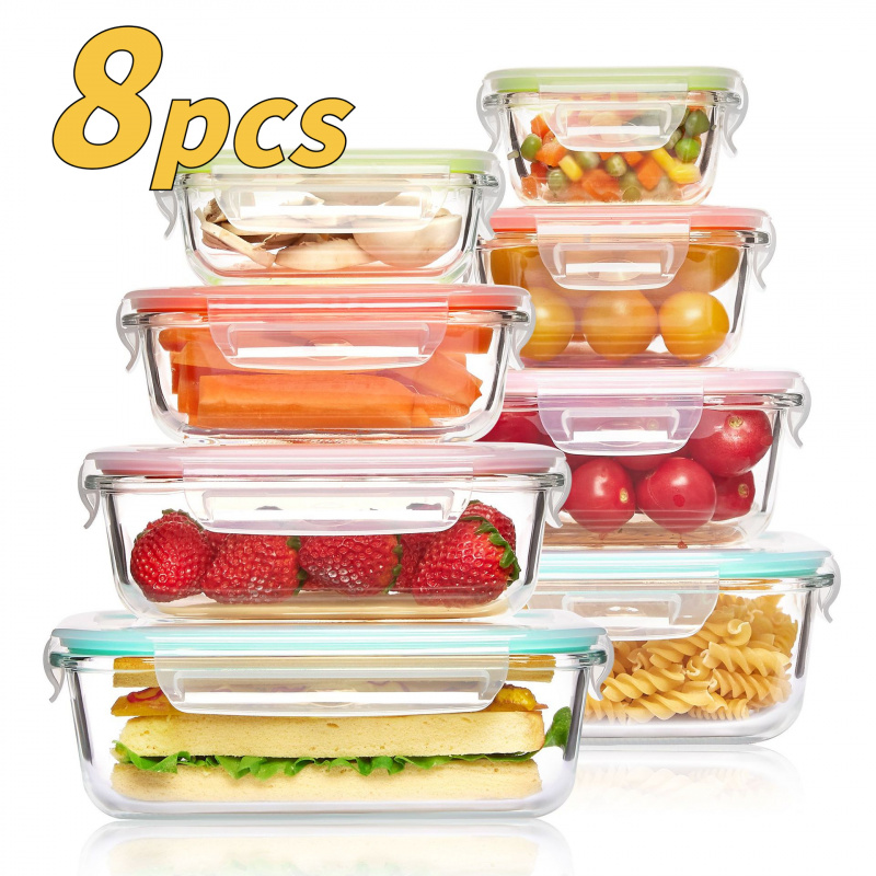 8-delige verzegelde glazen voe - Meal Prep Glass Containers Oven Safe recensie en prijs