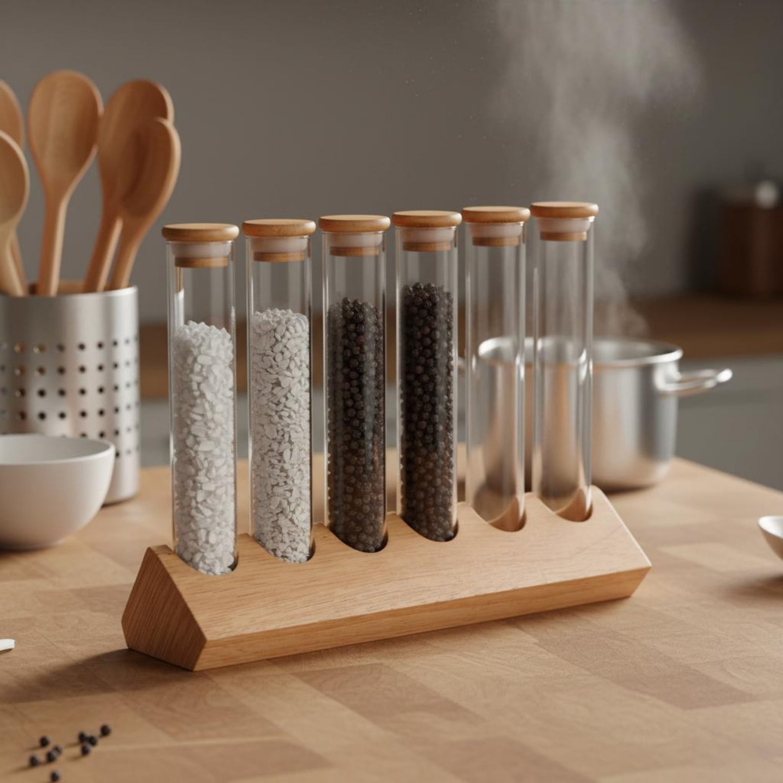 Glazen buisjes set met houten  - Glass Container Set recensie en prijs