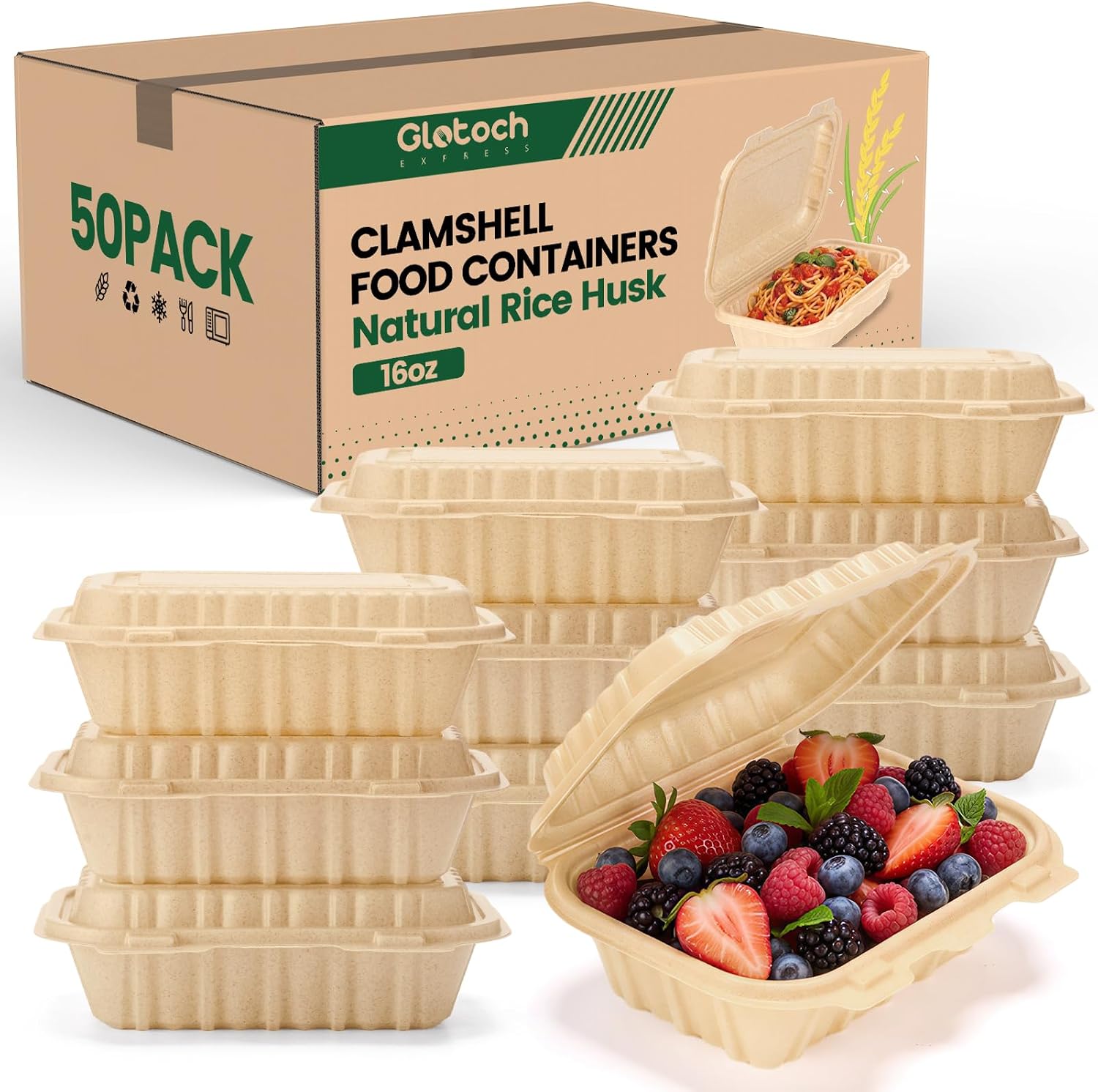 50 stuks 16oz clamshell afhaal - Meal Preparation recensie en prijs
